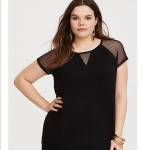 Torrid Black Mesh Raglan Tee 0X